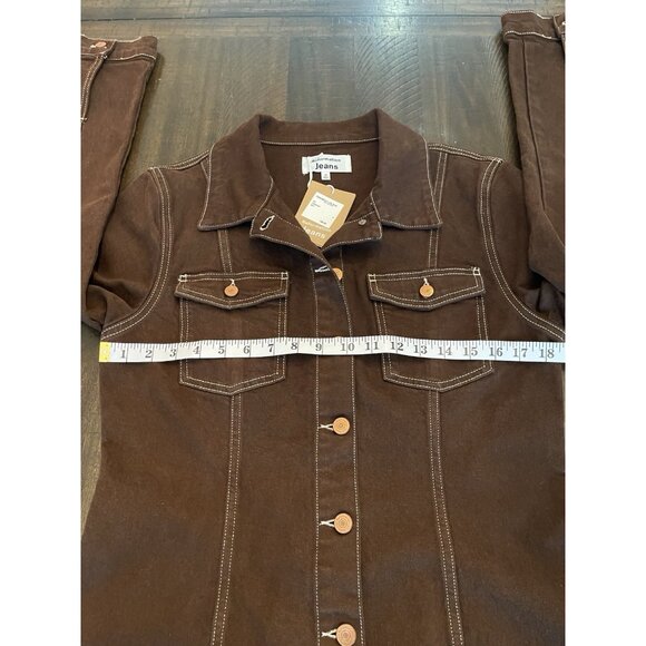 NWT Reformation Newman Brown Denim Button Front Mini Dress Long Sleeve Size 12 - Picture 7 of 13